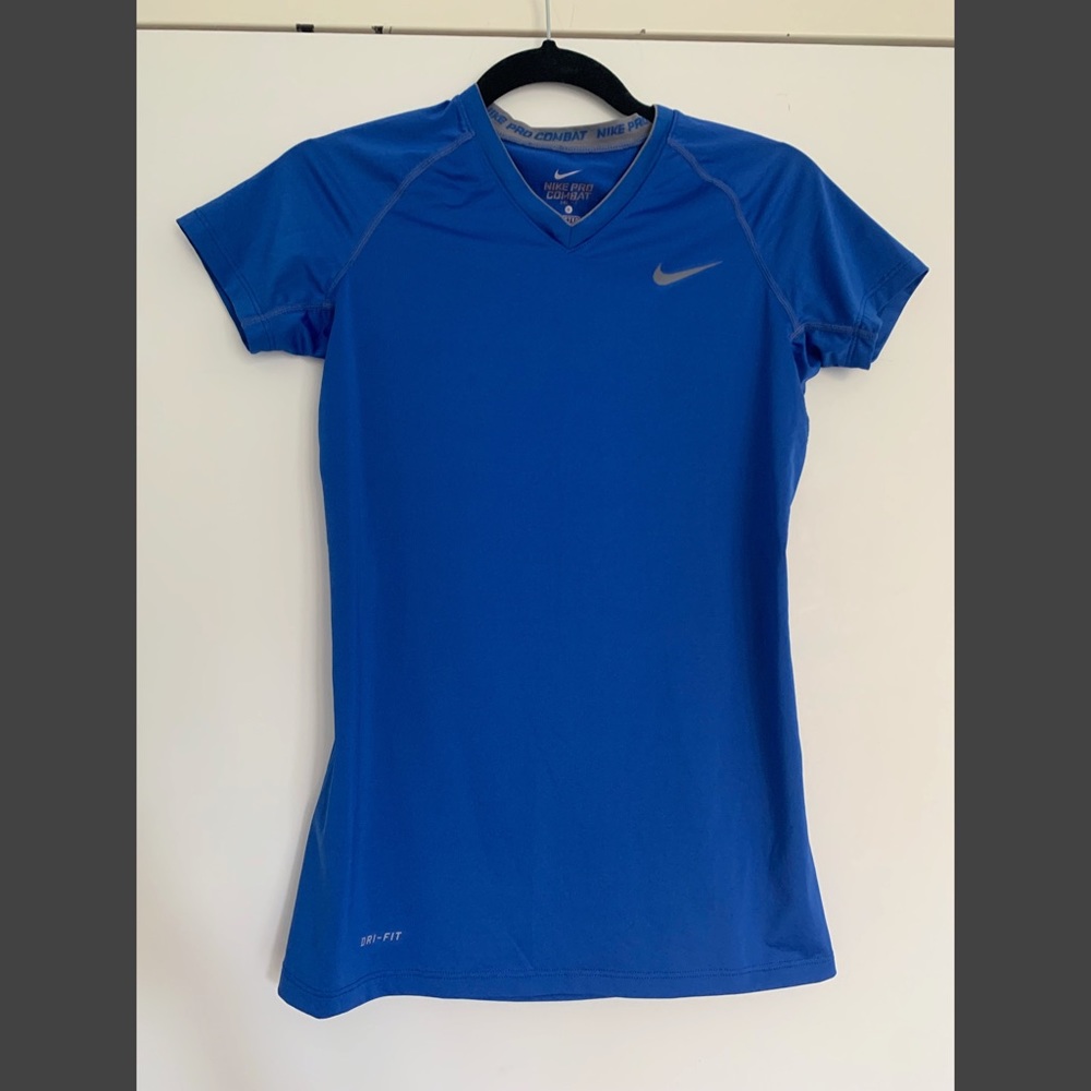 Nike combat pro fitted v neck Top | Blue | size sm